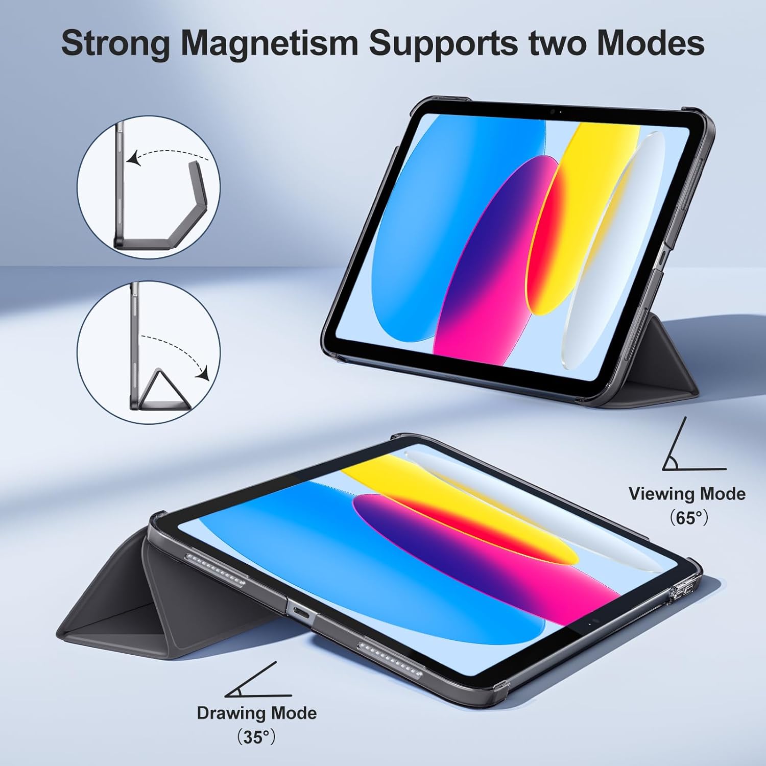 Detalle de DriveGo Case with Screen Protector for iPad A16 11th/10th Gen (11/10.9 inch) – Slim Translucent Back with Auto Sleep/Wake