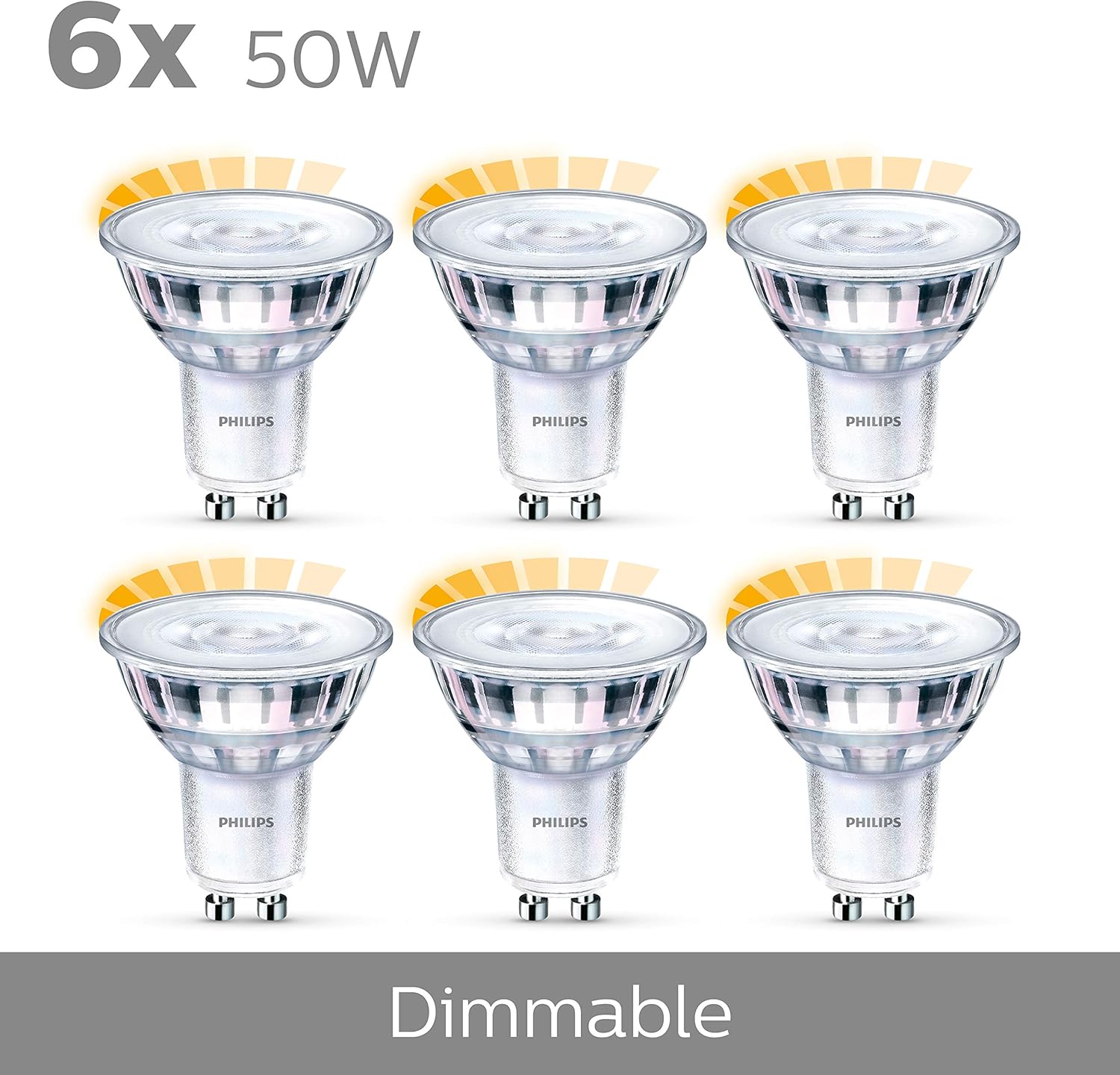 Thumbnail 5 de Philips ampoules LED GU10 C90 50 W équivalent – blanc chaud, dimmable (lot de 6)