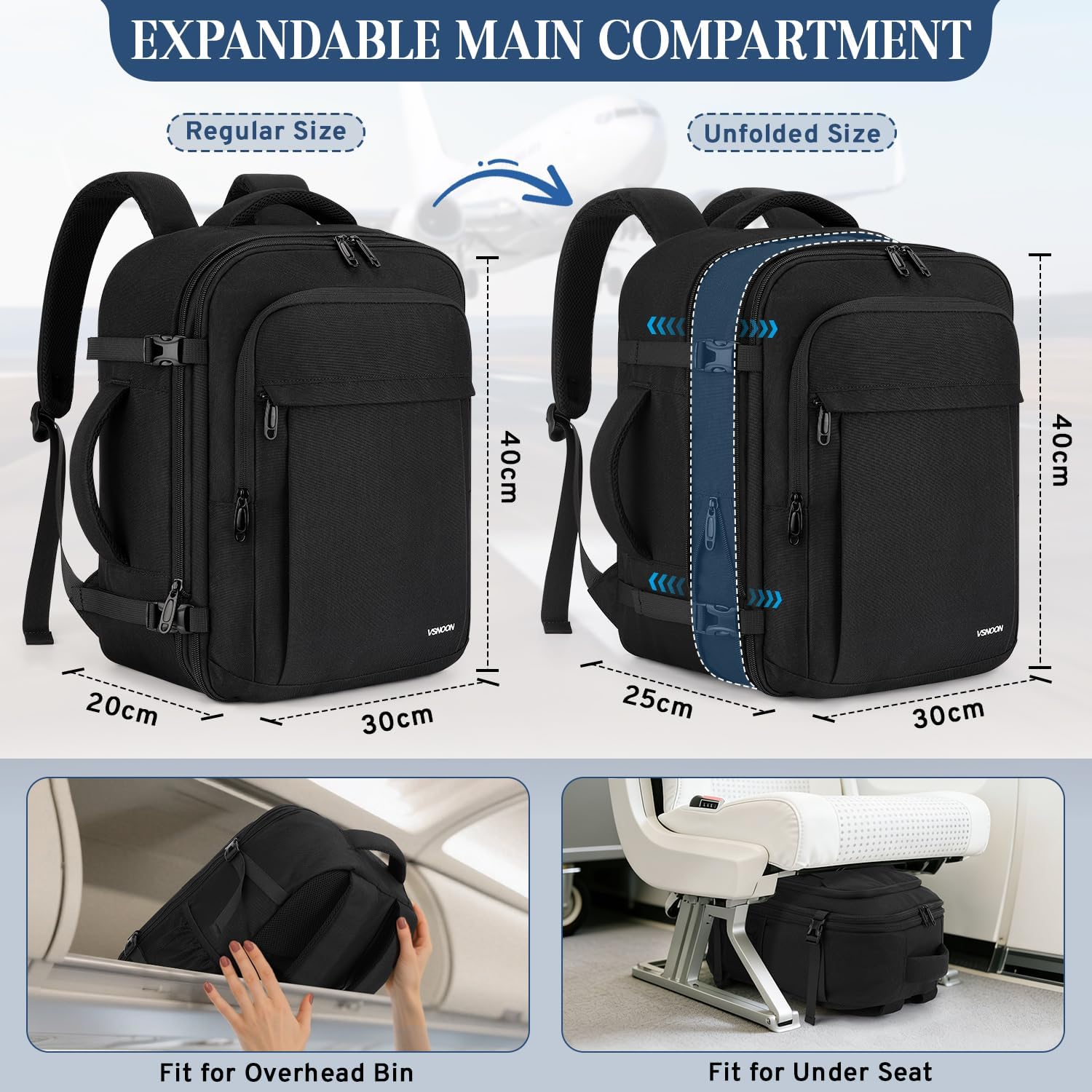 Detalle de VSNOON 40x30x20 Ryanair Cabin Backpack