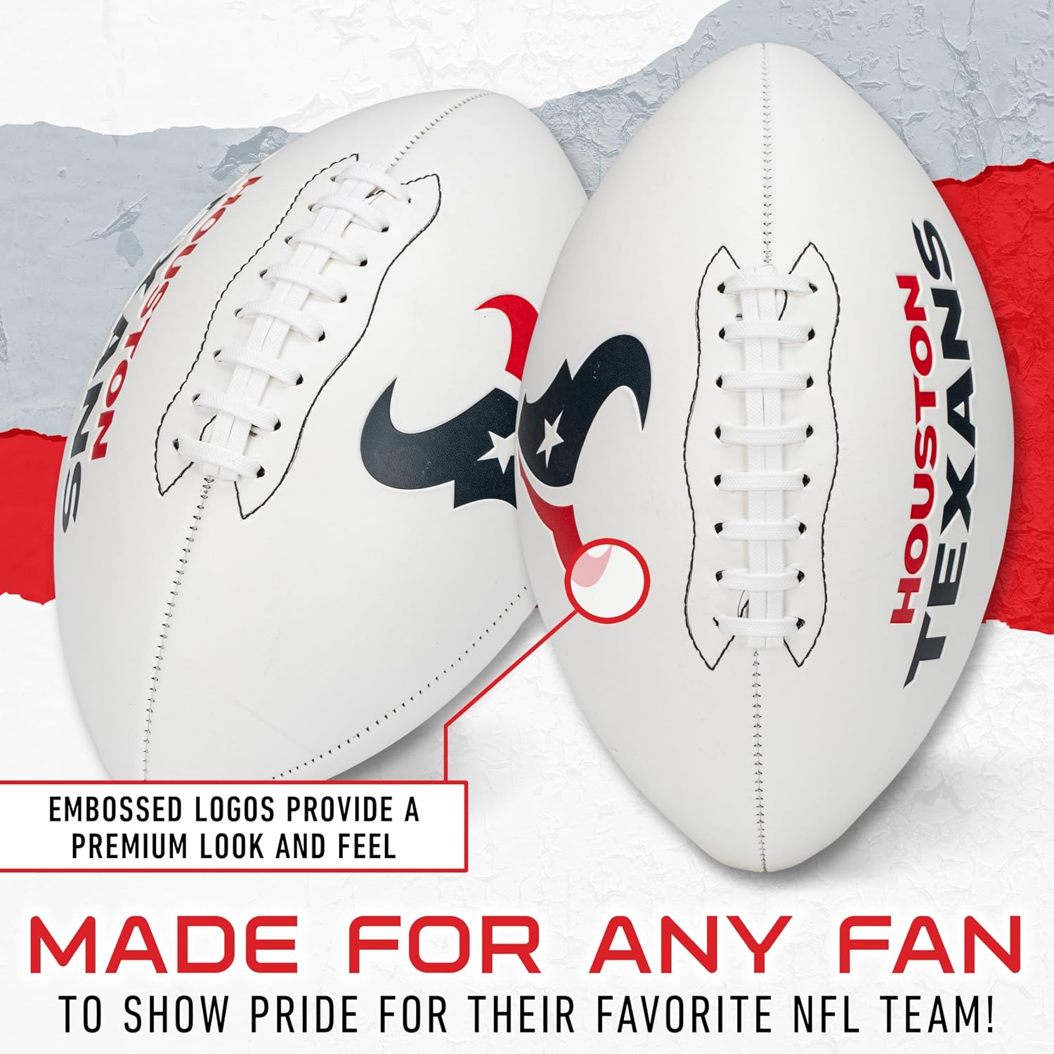 Thumbnail 2 de Franklin Sports NFL Autograph Football (Official Size, White Panels) for Houston Texans Fans