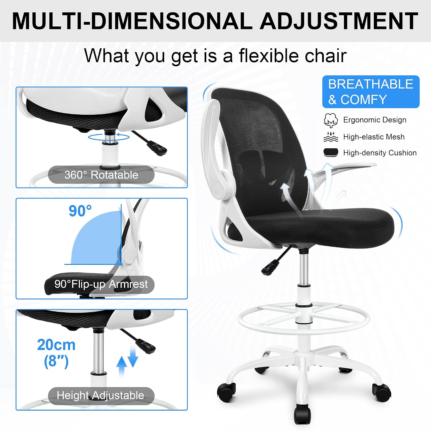 Thumbnail 4 de Primy Drafting Chair with Flip-up Armrests ⚙