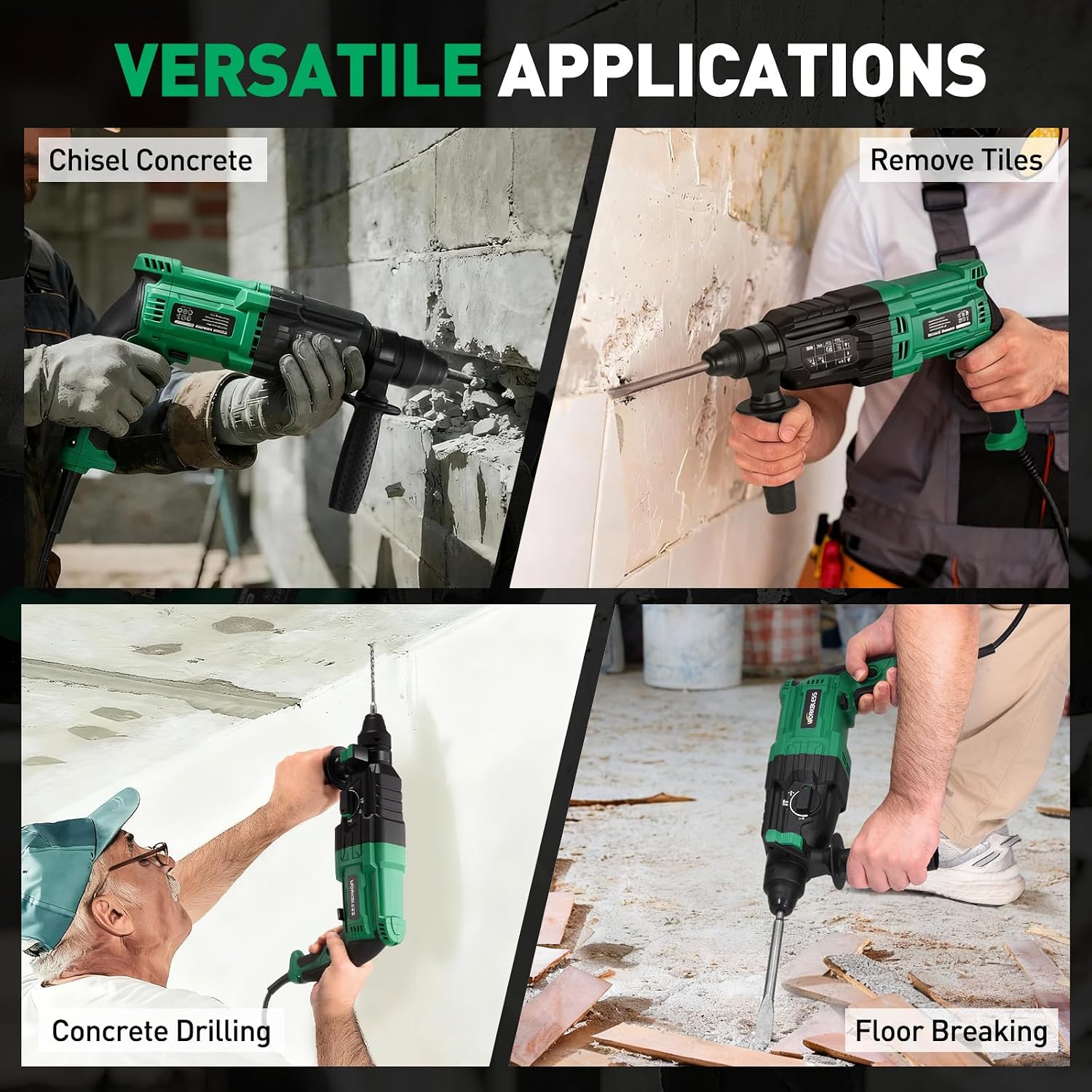 Thumbnail 6 de WorkBless sds hammer drill, 1-Inch SDS-Plus Rotary Hammer, 8A, 3.0J