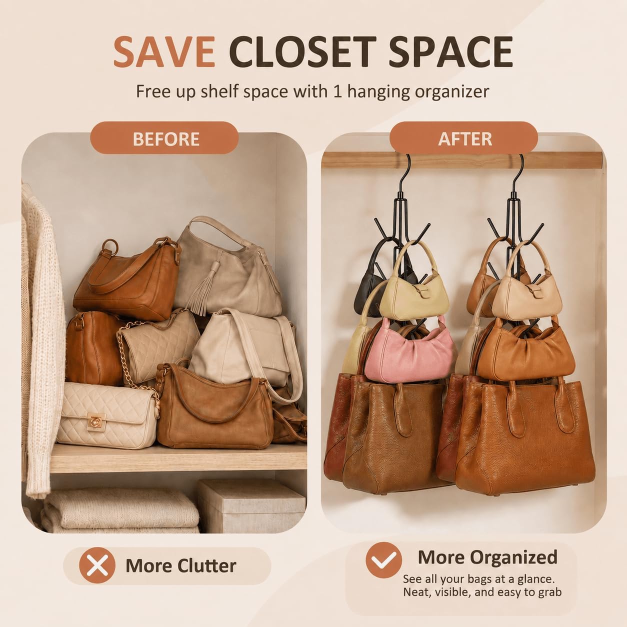 Detalle 2 de ZEDODIER Purse Hanger Organizer 4-pack
