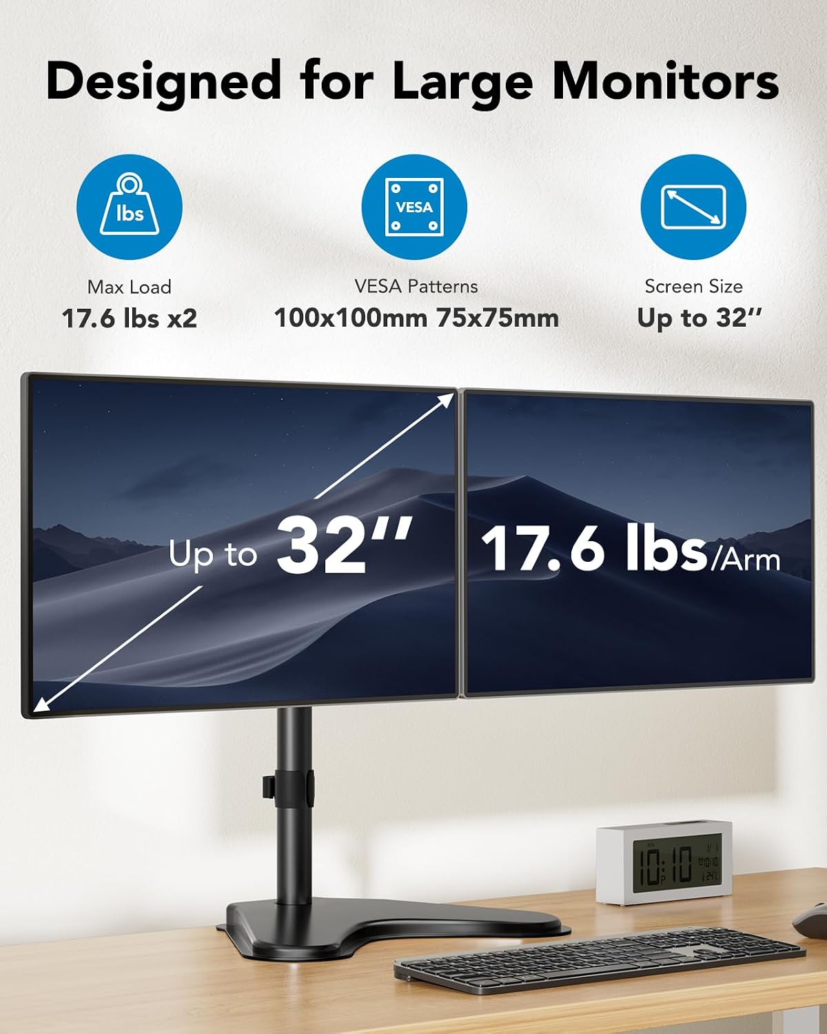 Detalle 2 de HUANUO Dual Monitor Stand for 32-Inch Screens