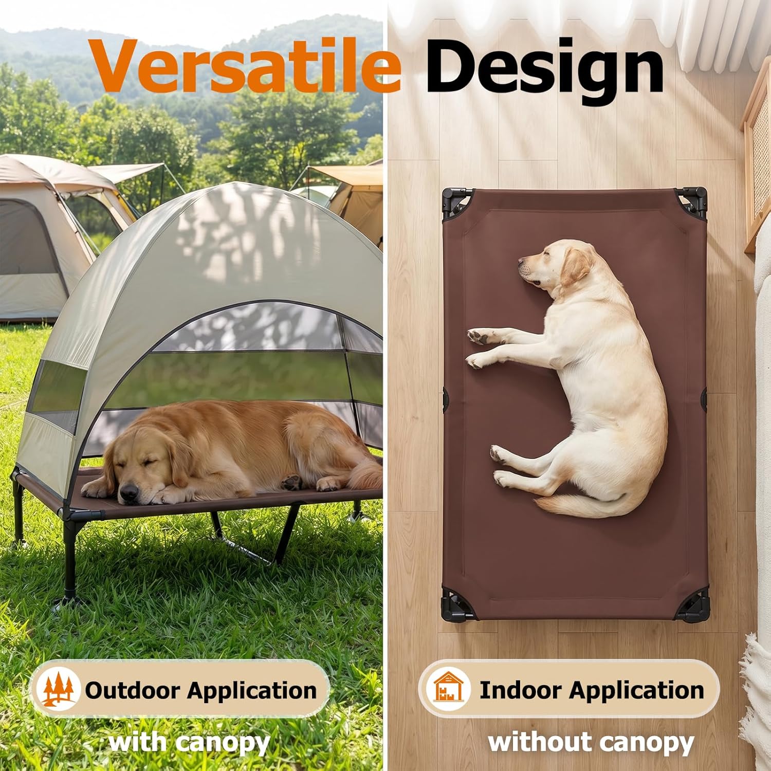 Thumbnail 5 de CJYMMFAN Elevated Dog Bed with UV-Proof Canopy (Raised Outdoor Dog Tent) – Khaki, XL