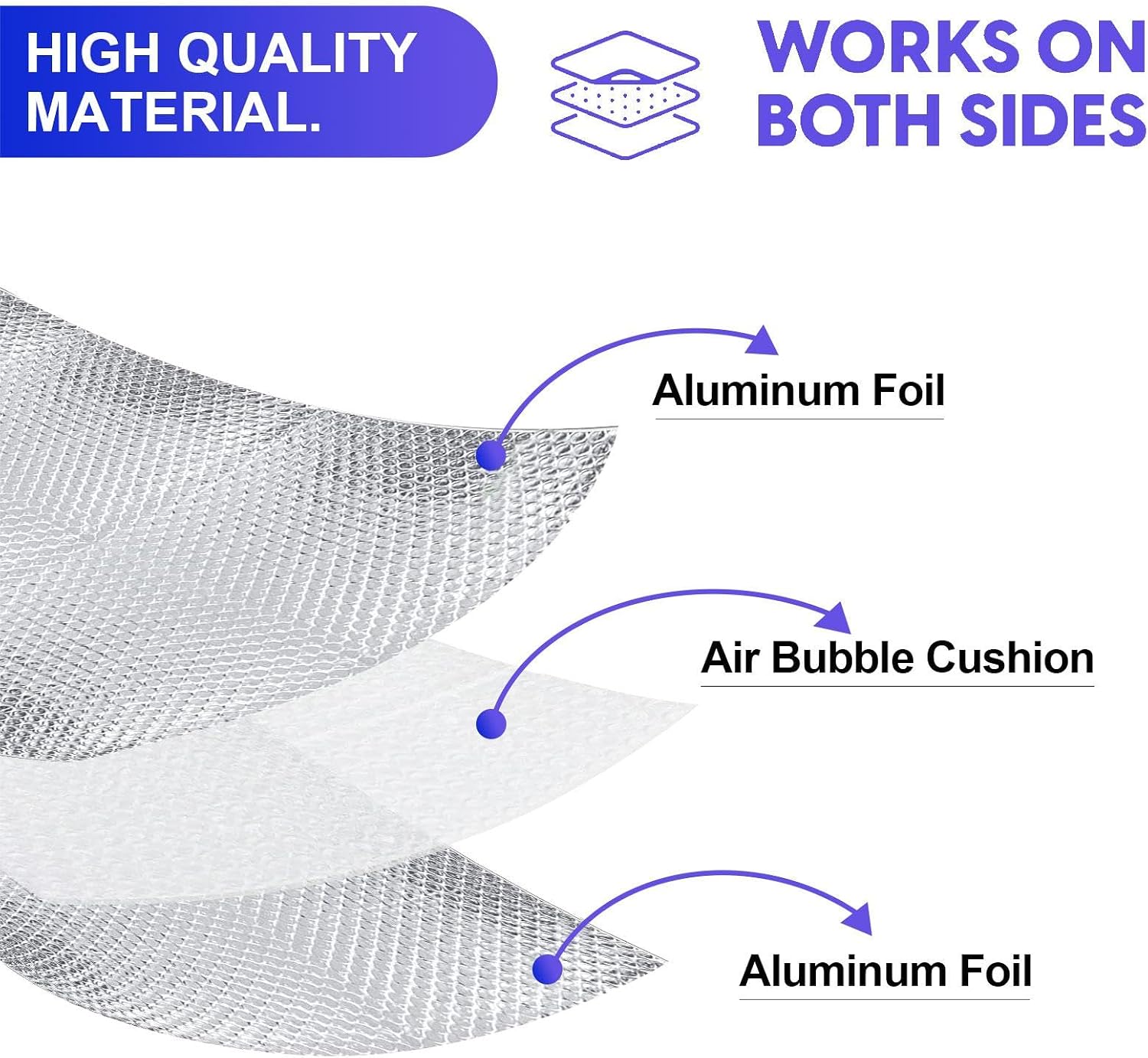 Detalle de PROJODO 15.7"x20Ft(40x610cm) Reflective Bubble Foil Insulation Roll