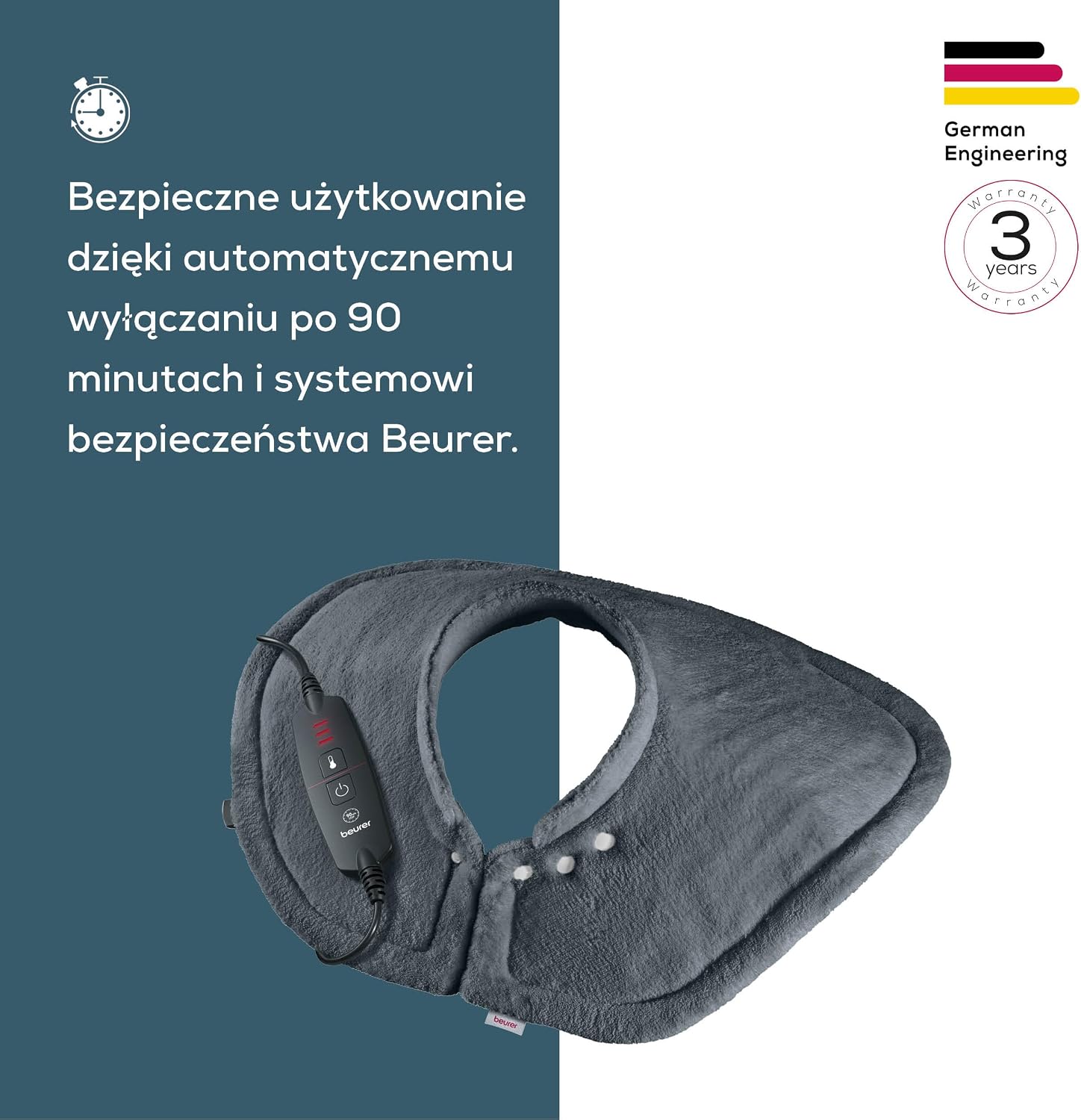 Detalle de Beurer HK 66 Cosy – poduszka elektryczna na kark i ramiona, 3 poziomy ciepła