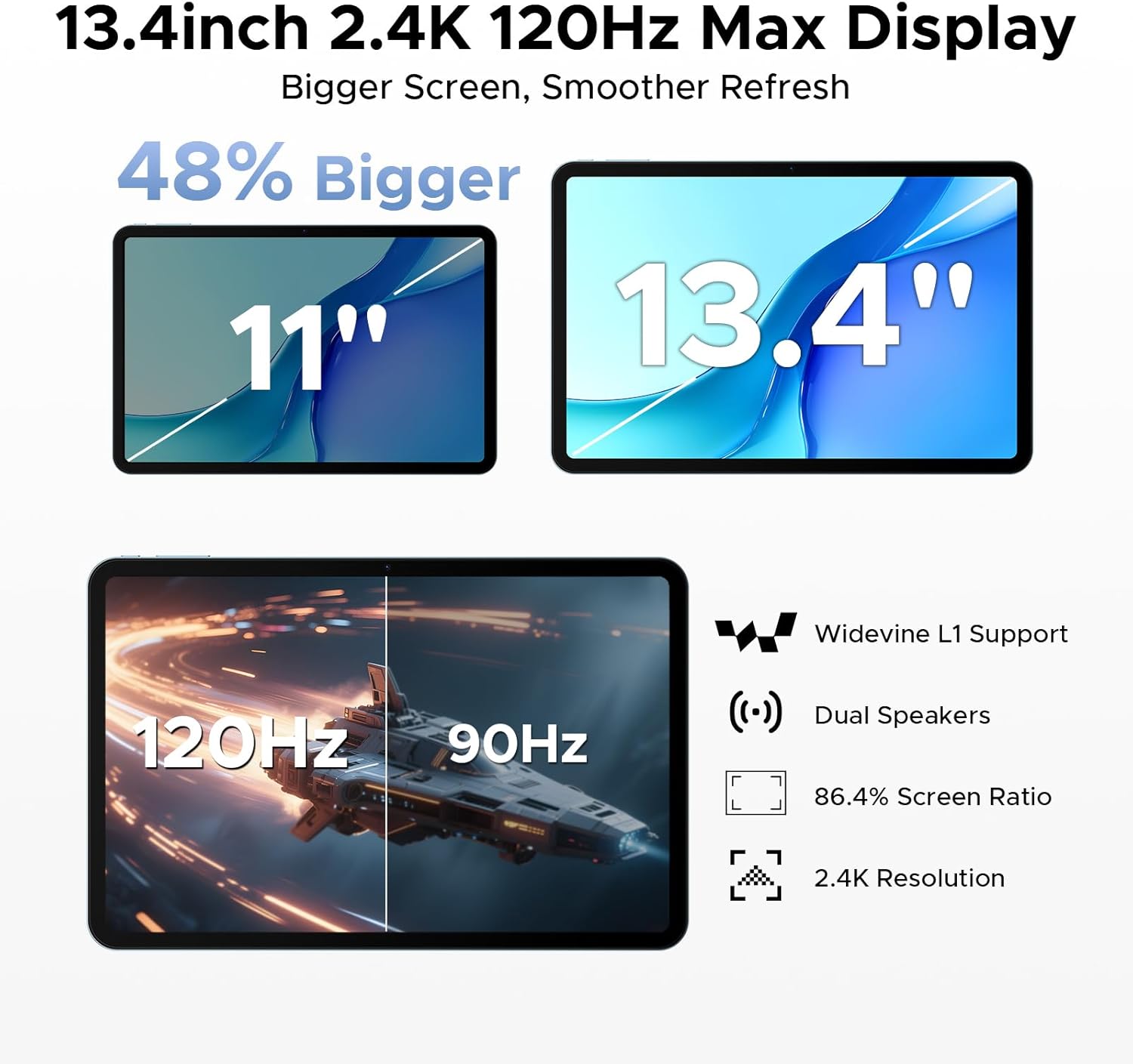 Thumbnail 2 de P13 Pro 13.4-inch Large Tablet (Android 16 + Gemini AI, 4G Dual SIM) with Keyboard & Stylus, Grey