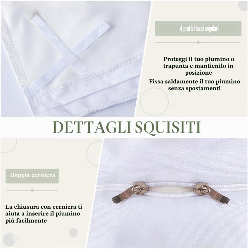 Detalle 2 de DUJUIKE Copripiumino impermeabile anti-incontinenza 155 x 220 cm, bianco