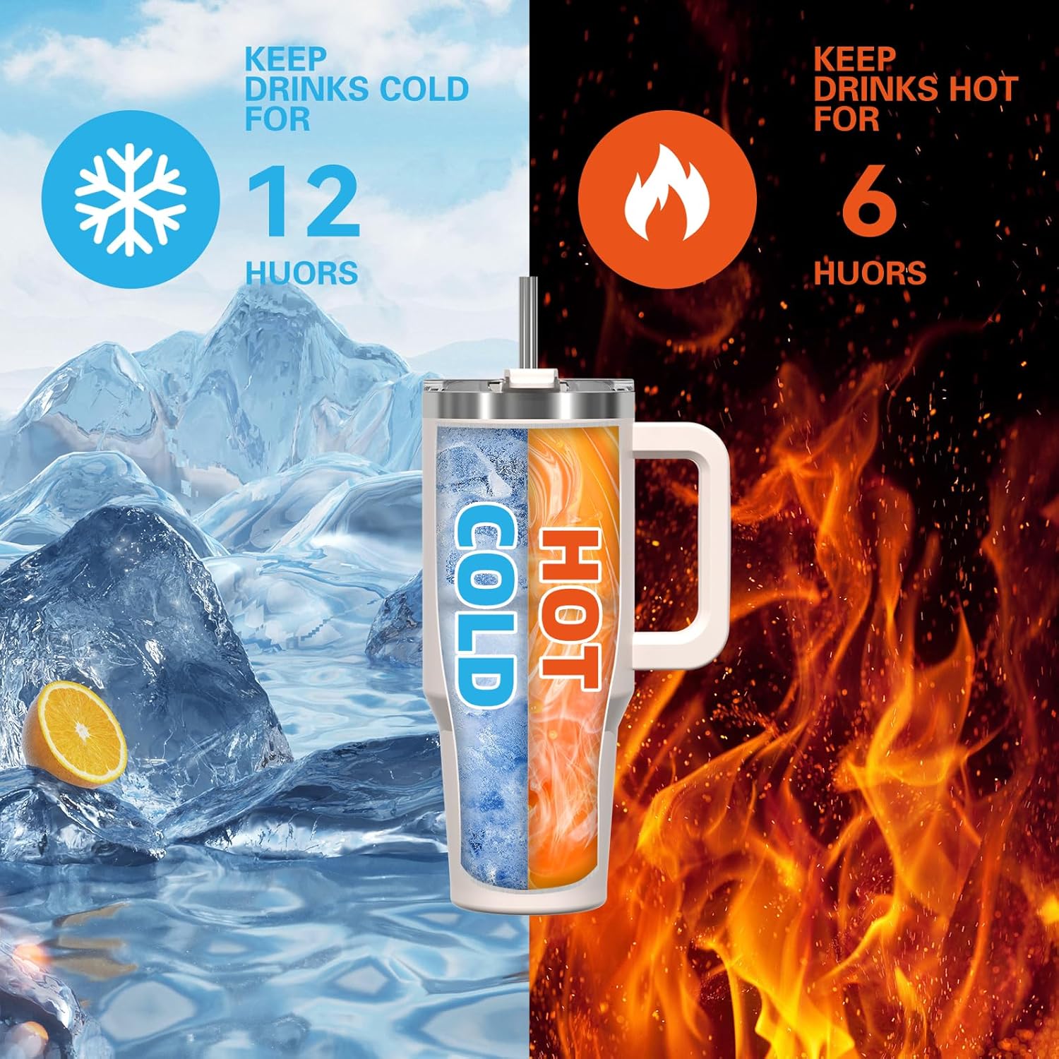 Thumbnail 6 de WATERSY 30oz To-Go Thermobecher aus doppelwandigem Edelstahl – Auslaufsicher, Griff & Strohhalm, 360° Dichtung, Hellbeige