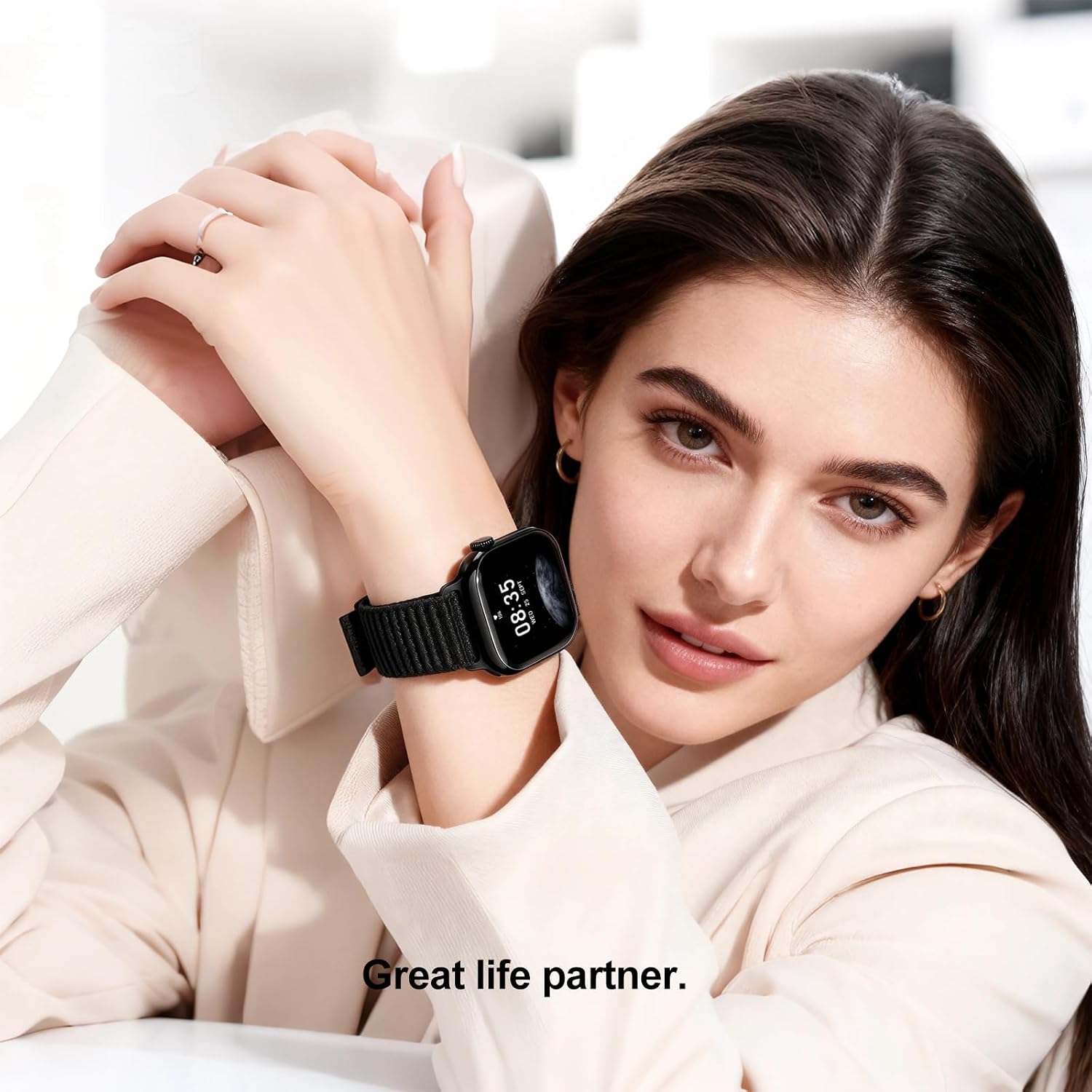 Detalle 2 de OMECKY Sport Band for Apple Watch (46mm/44mm/49mm) Nylon Stretchy Loop — Breathable, All-Day Comfort