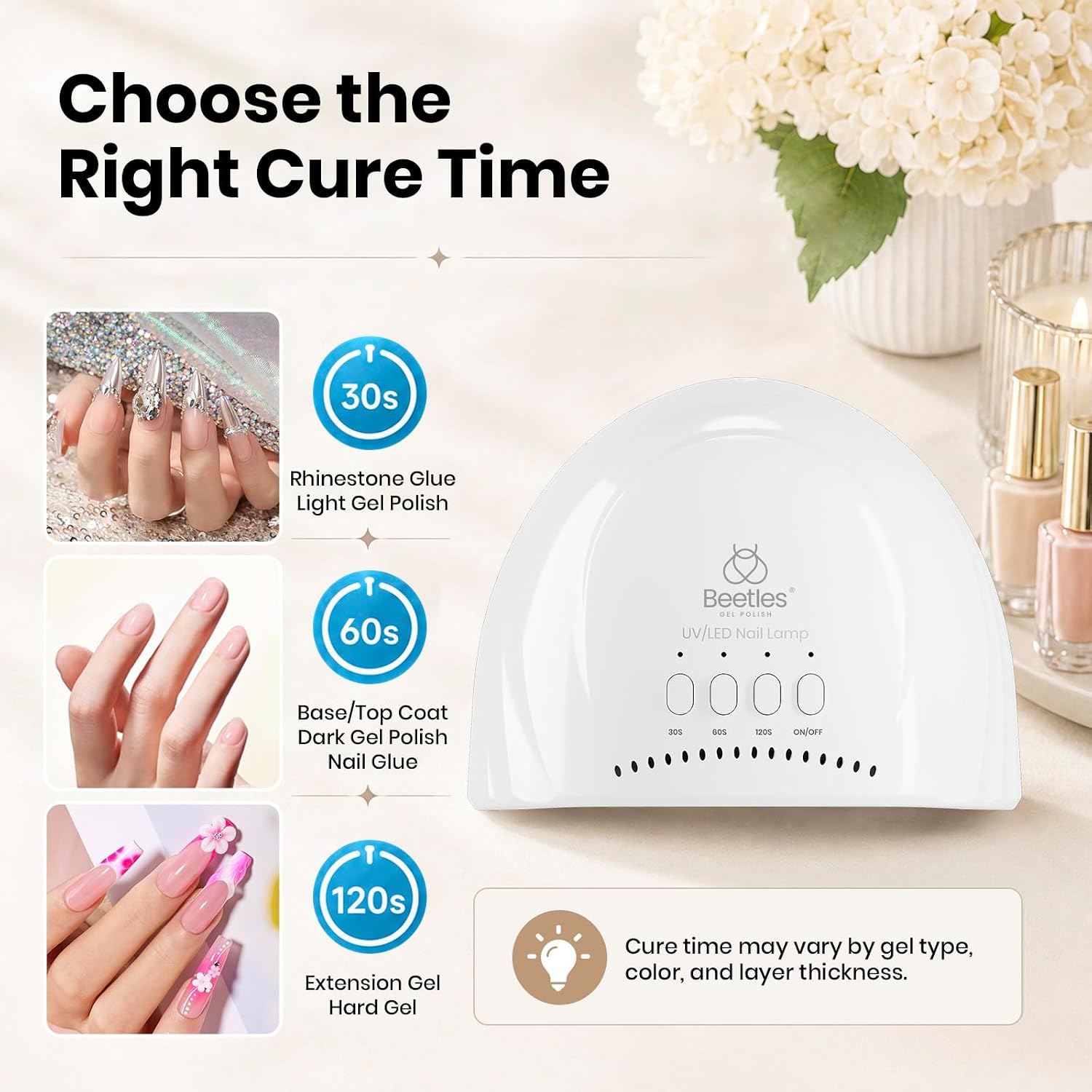Detalle de beetles Gel Polish Beetles UV Nail Lamp with 3 Timer Settings (30/60/120s) — White