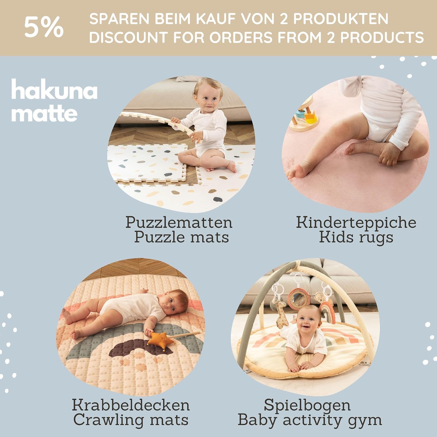 Thumbnail 5 de Hakuna Matte Stylische Puzzlematte Baby 1,7 x 1,2 m Hygge Grau – 16 XL-Platten aus EVA, 1 cm