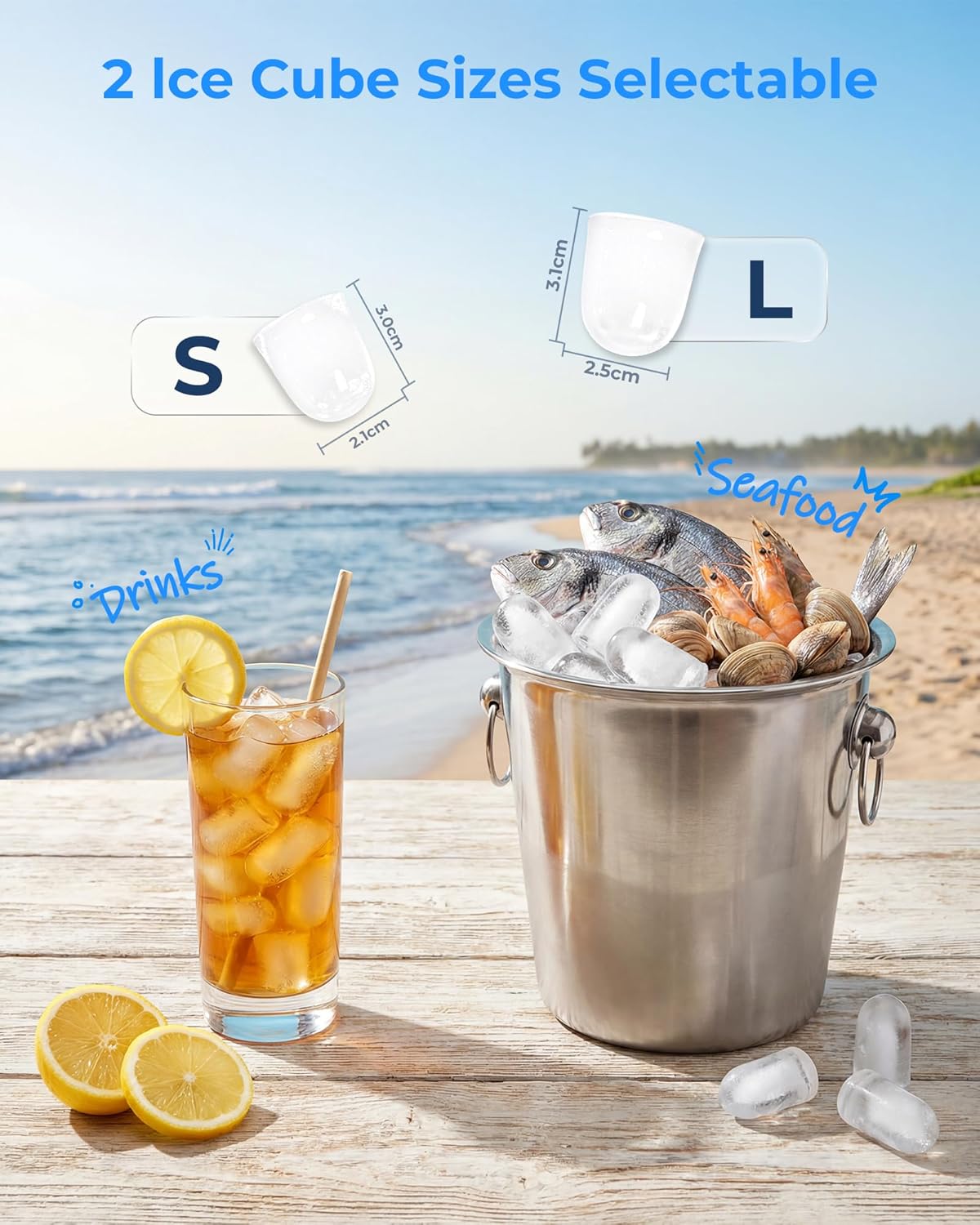 Thumbnail 2 de WELLENT Ice Maker Machine Countertop – Portable Bullet Ice Maker with Self-Cleaning