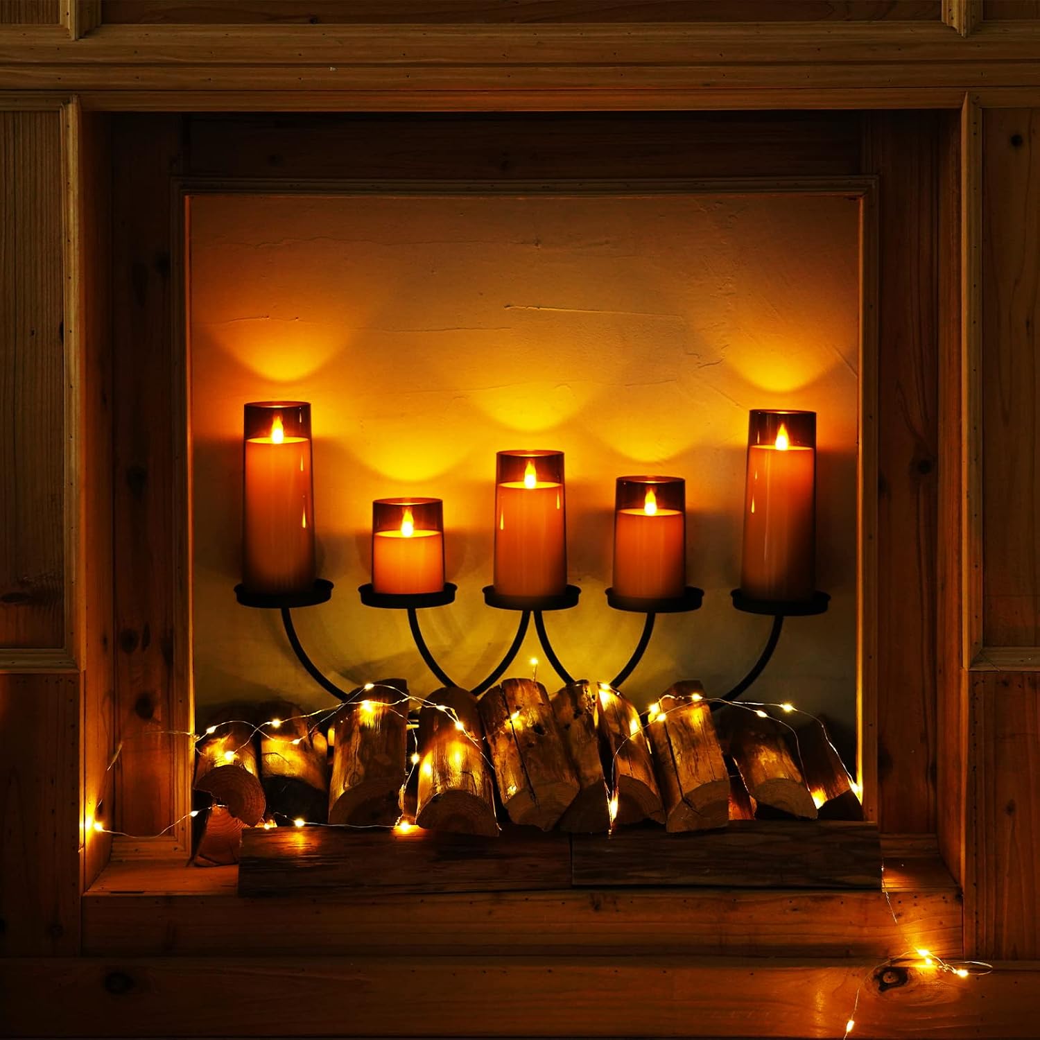 Detalle 2 de Homemory Gray Flameless LED Candles, Acrylic Shells, Remote and Timer, Set of 9
