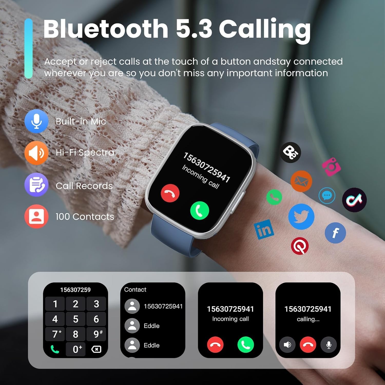Thumbnail 3 de Poounur Smart Watch for Men & Women (1.95" HD) with Call, Heart Rate & IP68