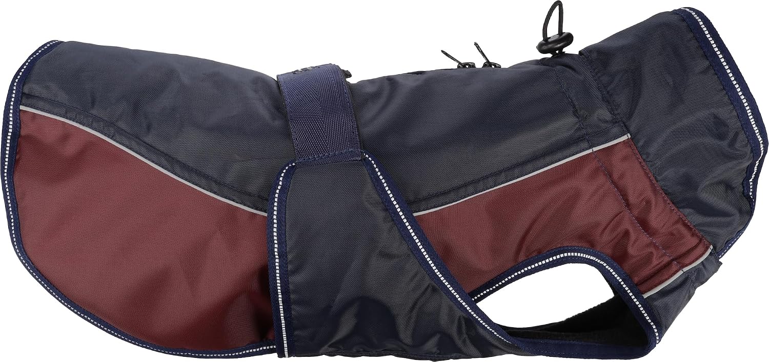 Detalle de Flamingo Eisberg Wintermantel für Hunde – Dunkelblau/Bordeaux, Größe M (ca. 45 cm Rückenlänge)