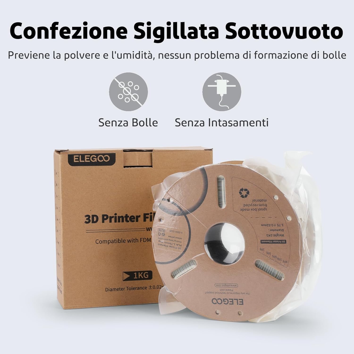 Thumbnail 5 de ELEGOO Filamento PLA 1.75mm Beige 1KG — Precisione +/- 0,02 mm per stampe fluide