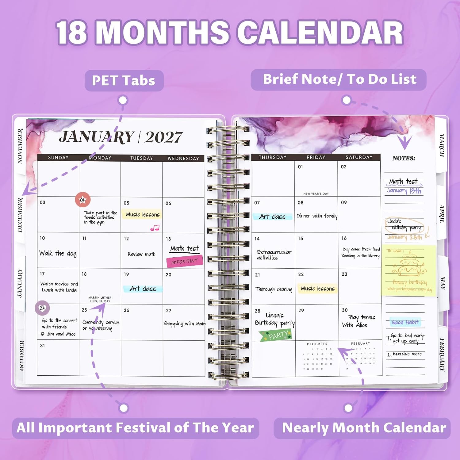 Detalle 2 de montcool 2026-2027 Academic Planner, 18-Month Daily, Weekly and Monthly, 7.9 x 9.8 in