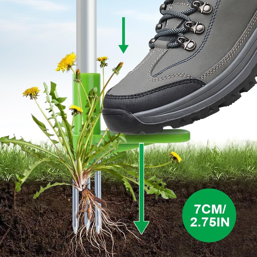 Detalle de OFFCUP 1 m Manual Weeder with 3 Claws and T-Handle