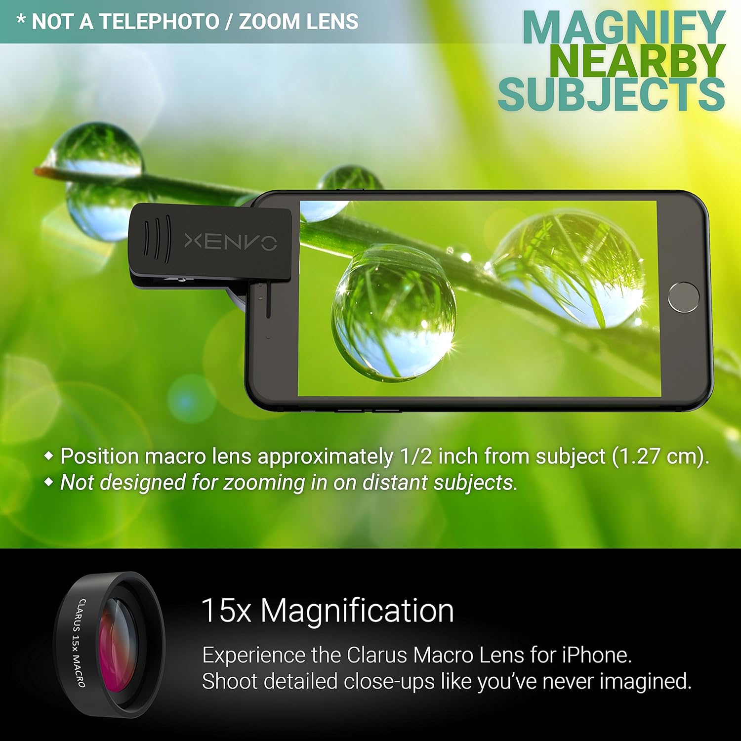 Thumbnail 3 de Xenvo Pro Lens Kit for iPhone and Android: Macro and Wide Angle with LED Light