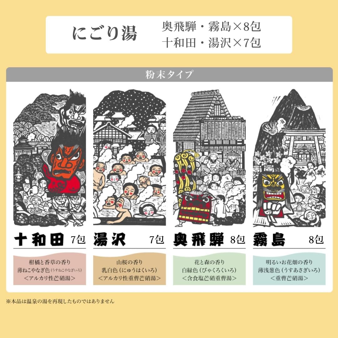 Detalle de 旅の宿 薬用入浴剤 62包・全8種アソート|透明湯・にごり湯