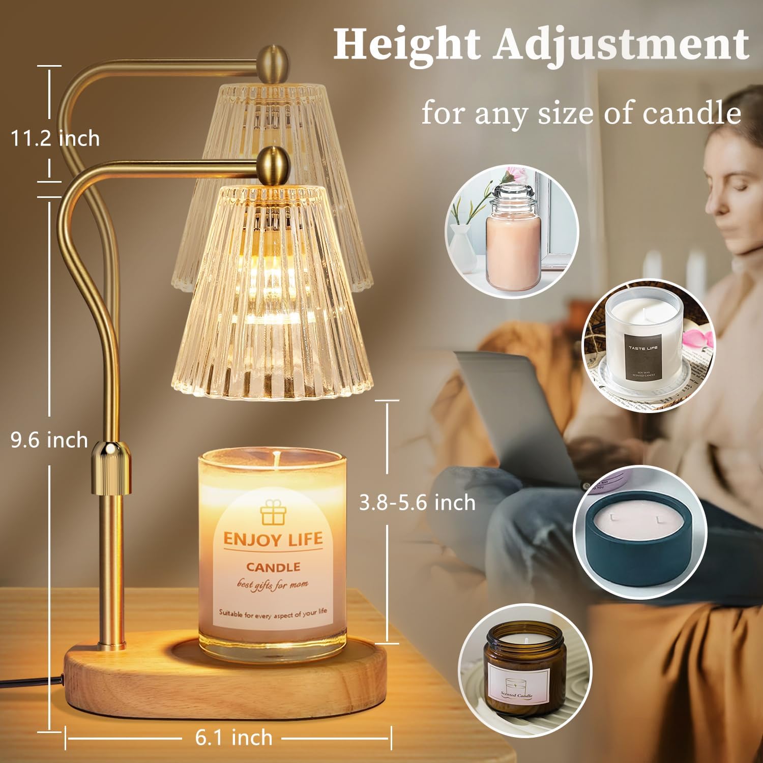 Thumbnail 4 de Seenlast Candle Warmer Lamp with Timer, Dimmer, and Height Adjustment