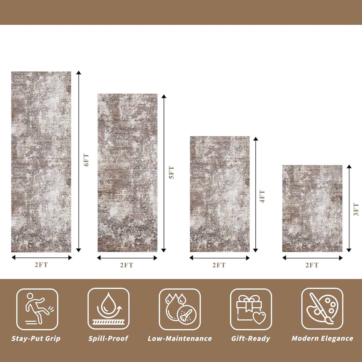 Thumbnail 1 de 4-Piece Kitchen Rug Set 2x3,2x4,2x5,2x6