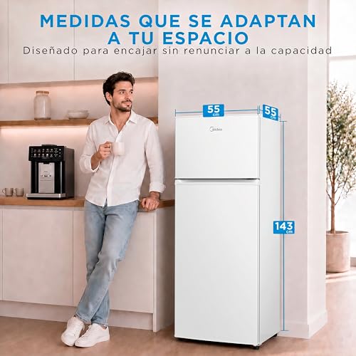 Detalle de Midea Frigorífico 2 puertas 204 L con congelador Low Frost, 140 cm, Blanco