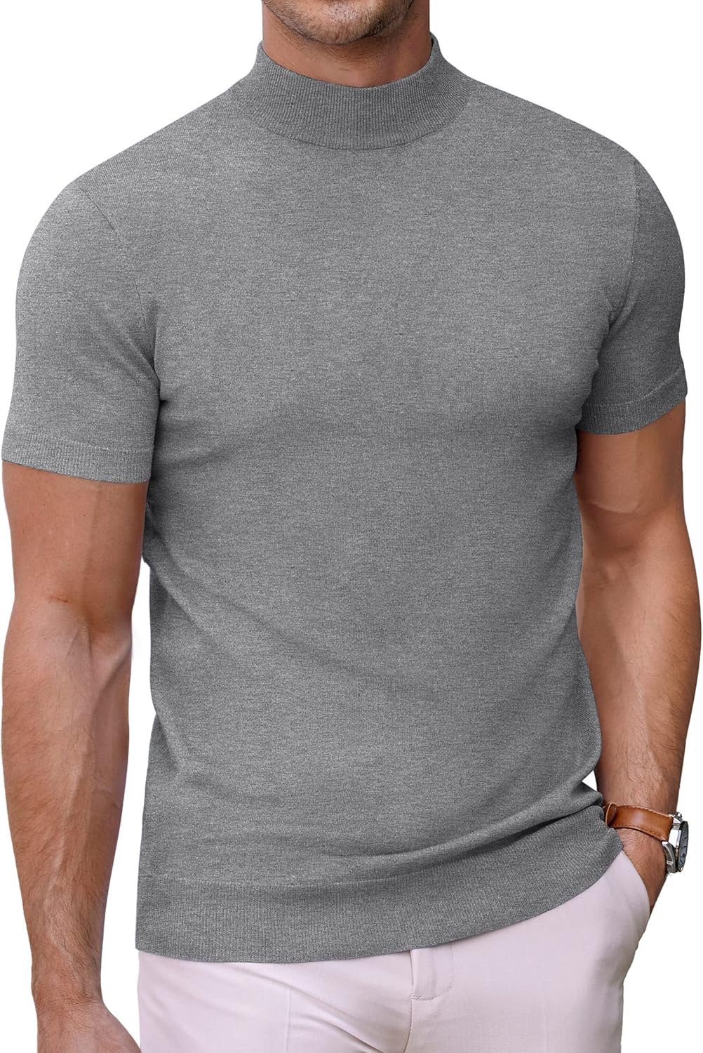 Thumbnail 5 de COOFANDY Maglietta da Uomo con Colletto Alto – Slim Fit a Maniche Corte