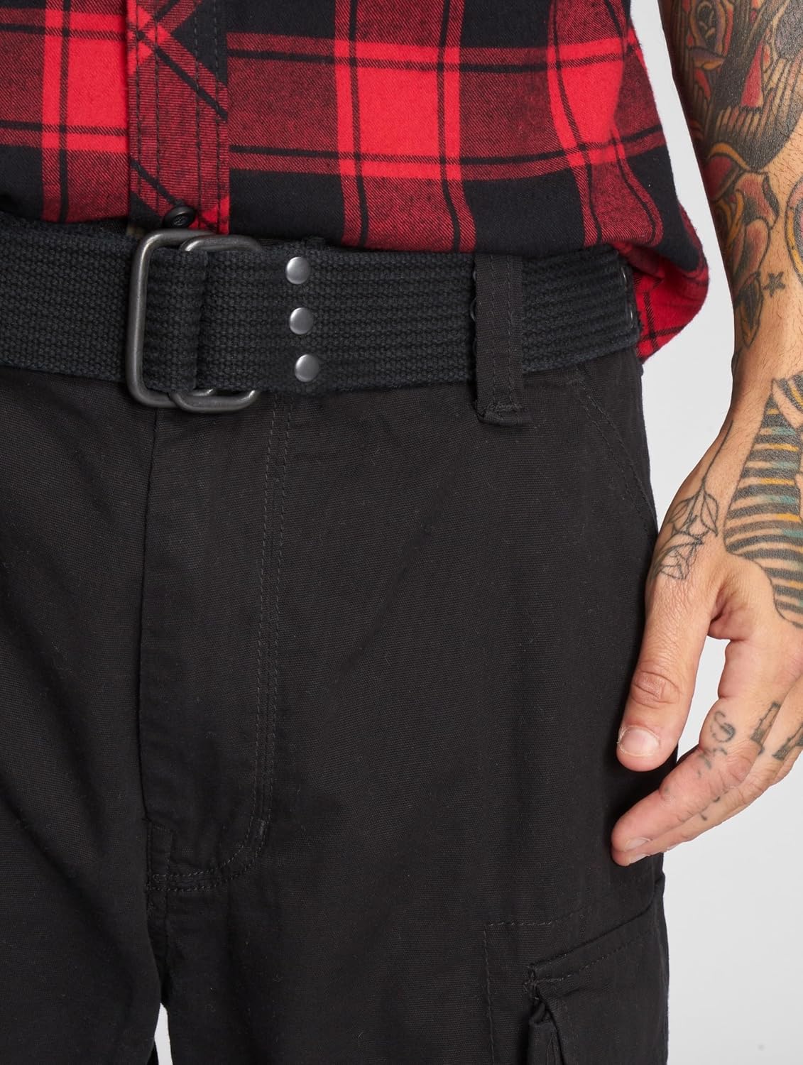 Detalle de Brandit Herren Savage Vintage Cargo Shorts – robuste Vintage-Cargoshorts mit Gürtel und Taschenvielfalt