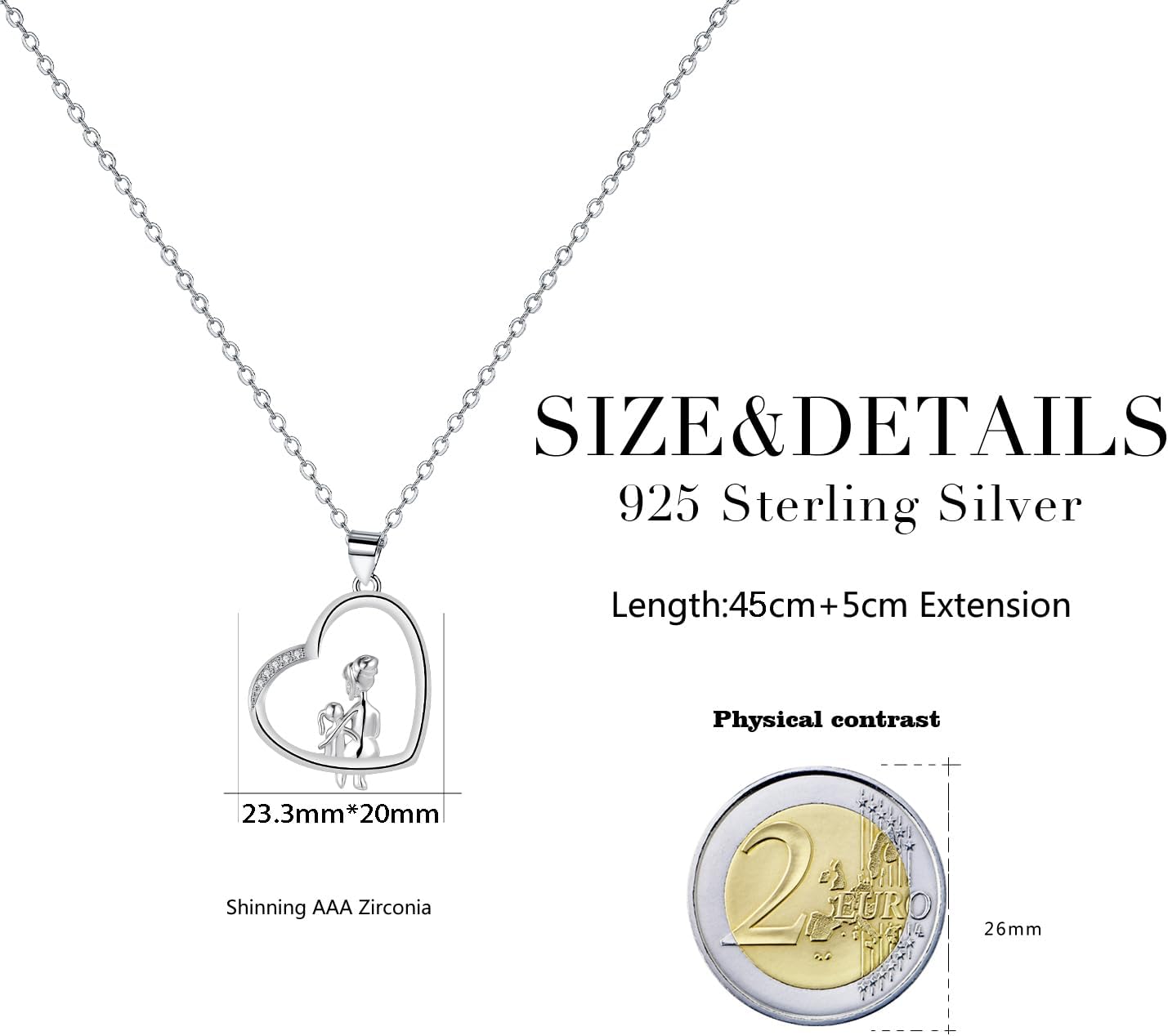 Thumbnail 5 de Yinsen Mutter‑ und Tochter Halskette 925 Sterling Silber – Herzanhänger in Geschenkbox