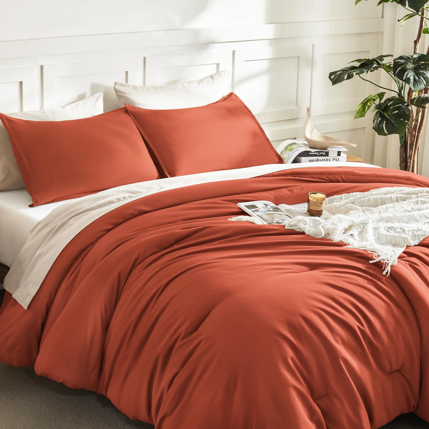 Thumbnail 4 de Litanika Comforter King Size Bed Set Burnt Orange – 3 Pieces