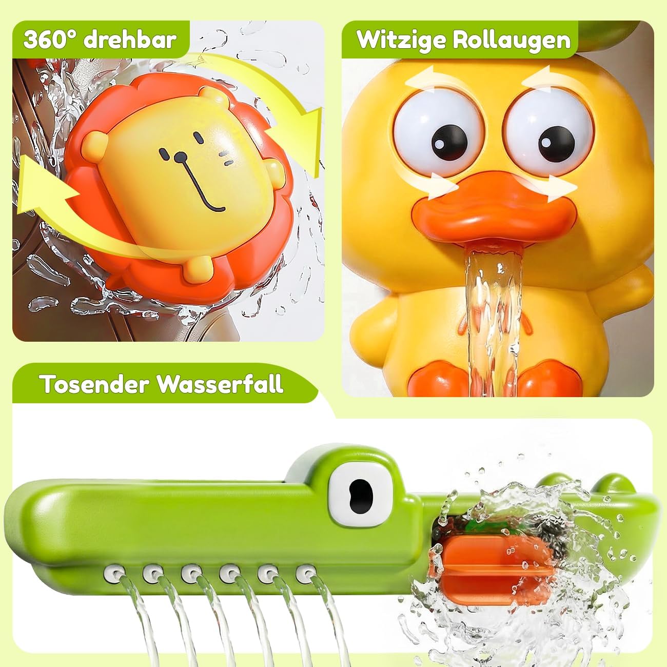 Thumbnail 3 de KmmiFF Badespielzeug Baby ab 1 Jahr mit 3 Saugnäpfen, Wasserrad & Gießkanne