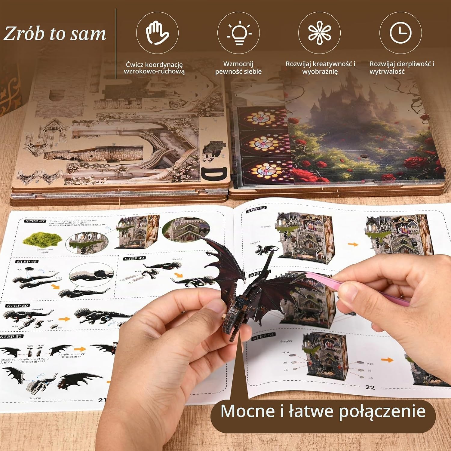 Detalle de MiniCity Book Nook Kit – drewniany zestaw 3D LED Sleeping Beauty