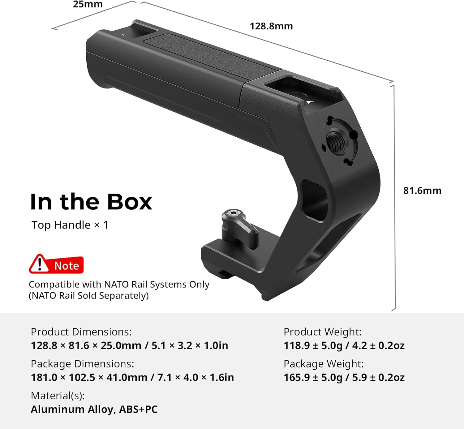 Thumbnail 6 de SMALLRIG Manico leggero NATO con morsetto superiore – impugnatura compatta da 119 g
