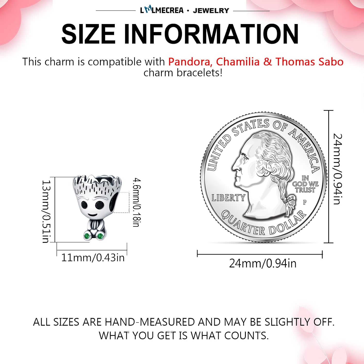 Detalle de LMLMECREA Charm-Anhänger aus 925 Sterling Silber für europäische Armbänder – Bead Charm im Geschenkset