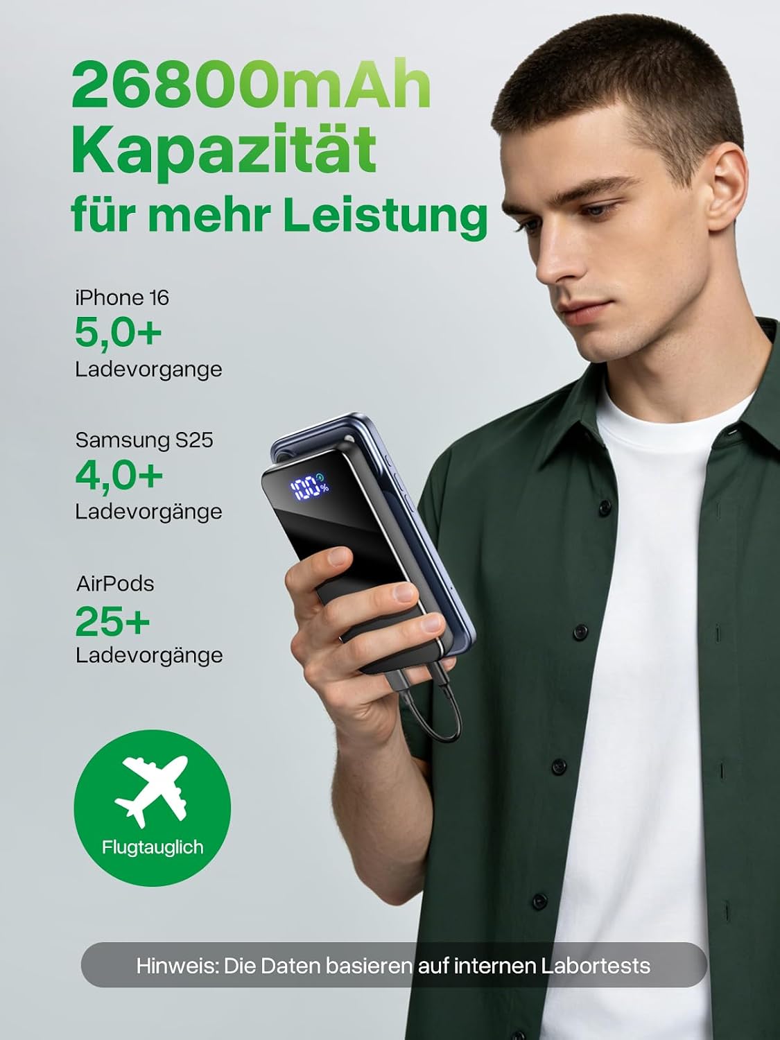 Thumbnail 1 de Power Bank 26.800 mAh mit Schnellladefunktion (bis 22,5 W) & LED-Display – tragbarer Akku für Reisen und Outdoor