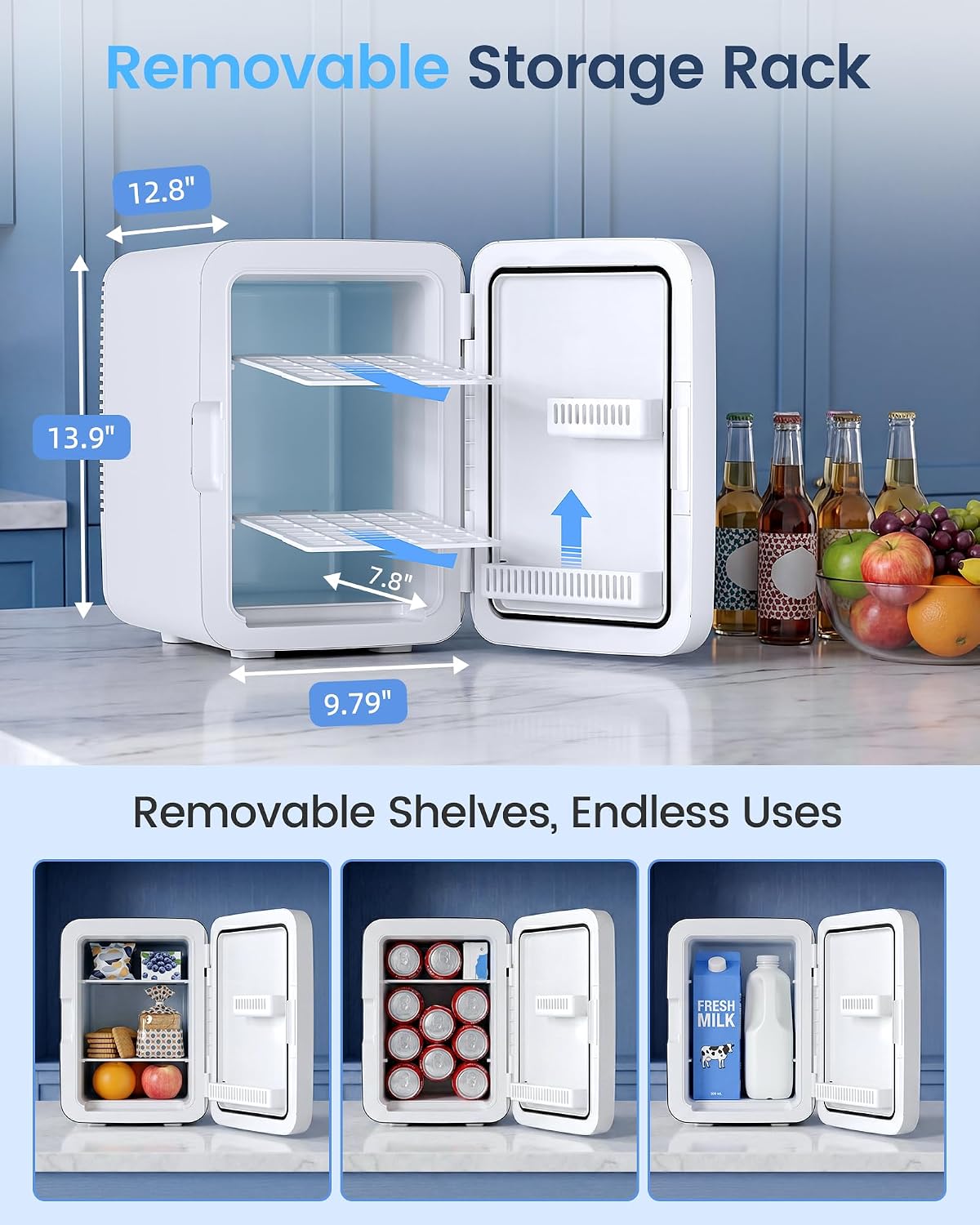 Thumbnail 5 de Electactic LY2010 10L Compact Mini Fridge, AC/DC, Removable Shelf