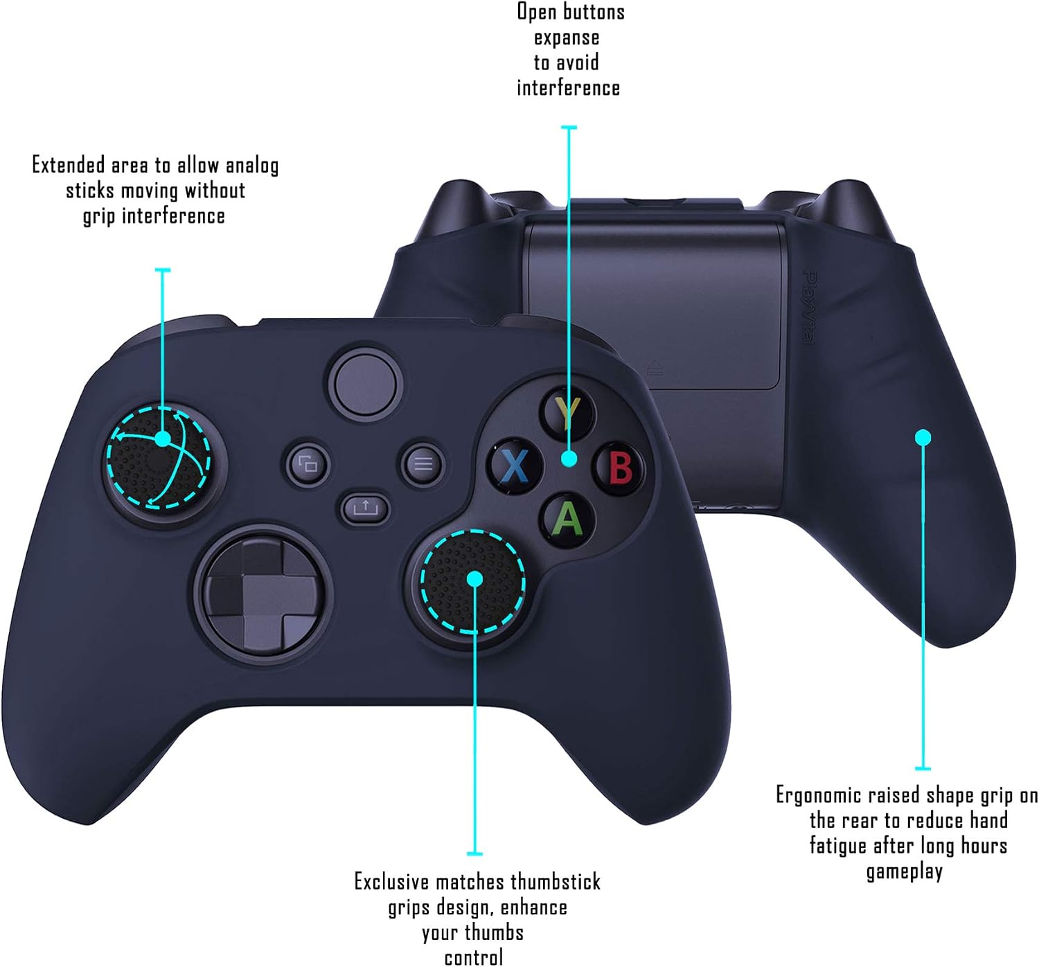 Detalle de playvital Midnight Blue silicone cover for Xbox Series X