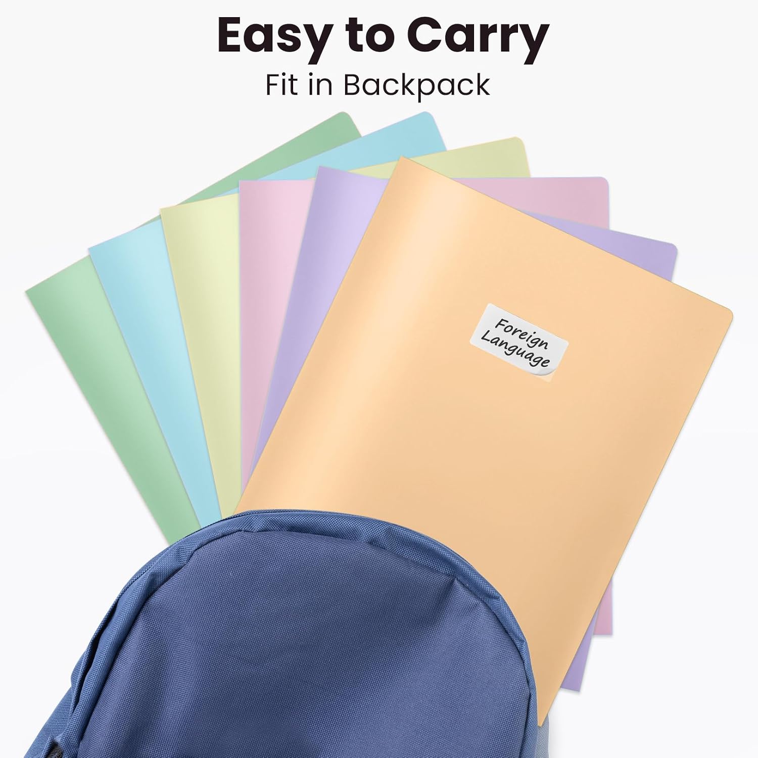 Detalle de Sooez 7-Pack Plastic Pocket Folders, Pastel Colors, Two Pockets, Letter Size