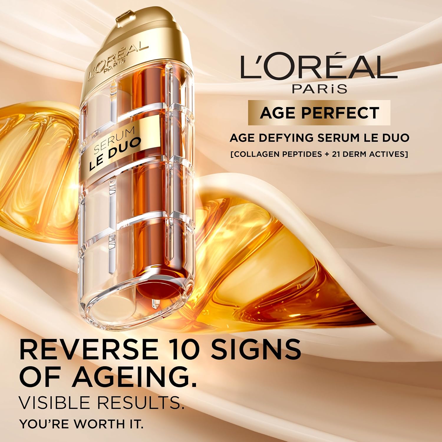 Detalle de L’Oréal Paris Le Duo Face Serum, Age Perfect Collagen Peptide Booster 30ml