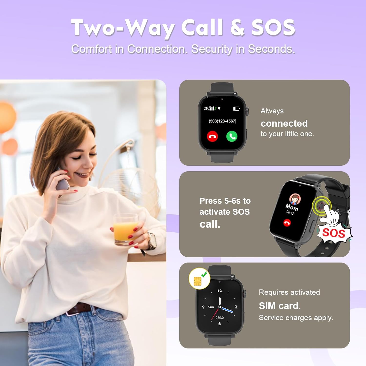 Thumbnail 2 de BJLBOJEY Kids Smart Watch GPS Tracker 4G (4G LTE) with Video Calls, SOS and School Mode for ages 5–12