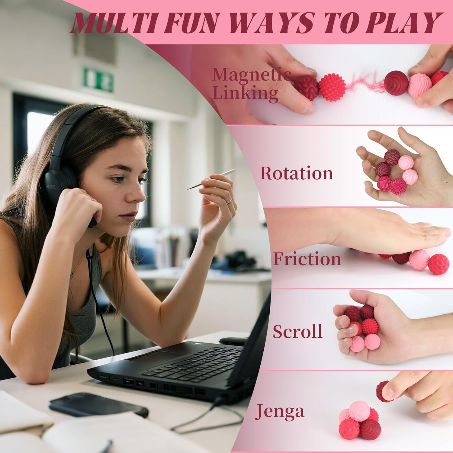 Thumbnail 3 de Silicone Magnetic Balls Fidget Set