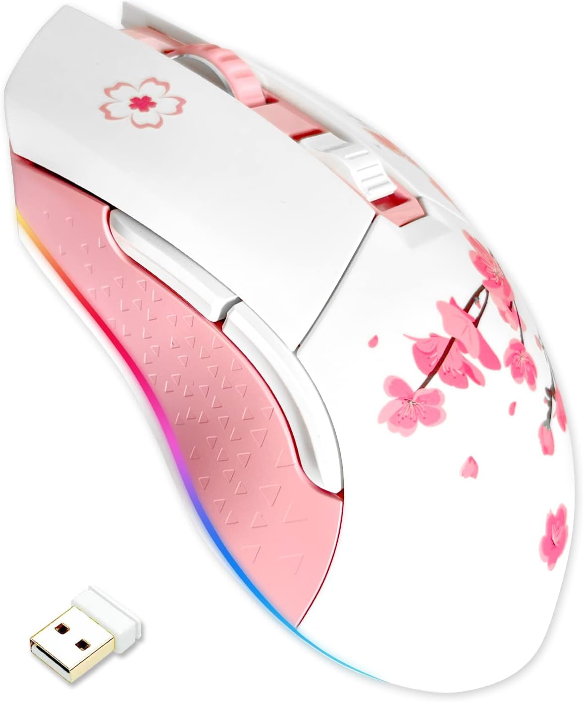 Detalle de DAREU Sakura Pink gaming mouse 10K DPI
