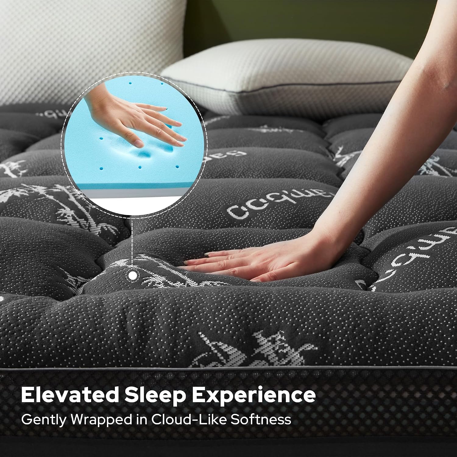 Detalle de BEDLORE Dual Layer 4-Inch Queen Mattress Topper, Gel Foam & Plush Top