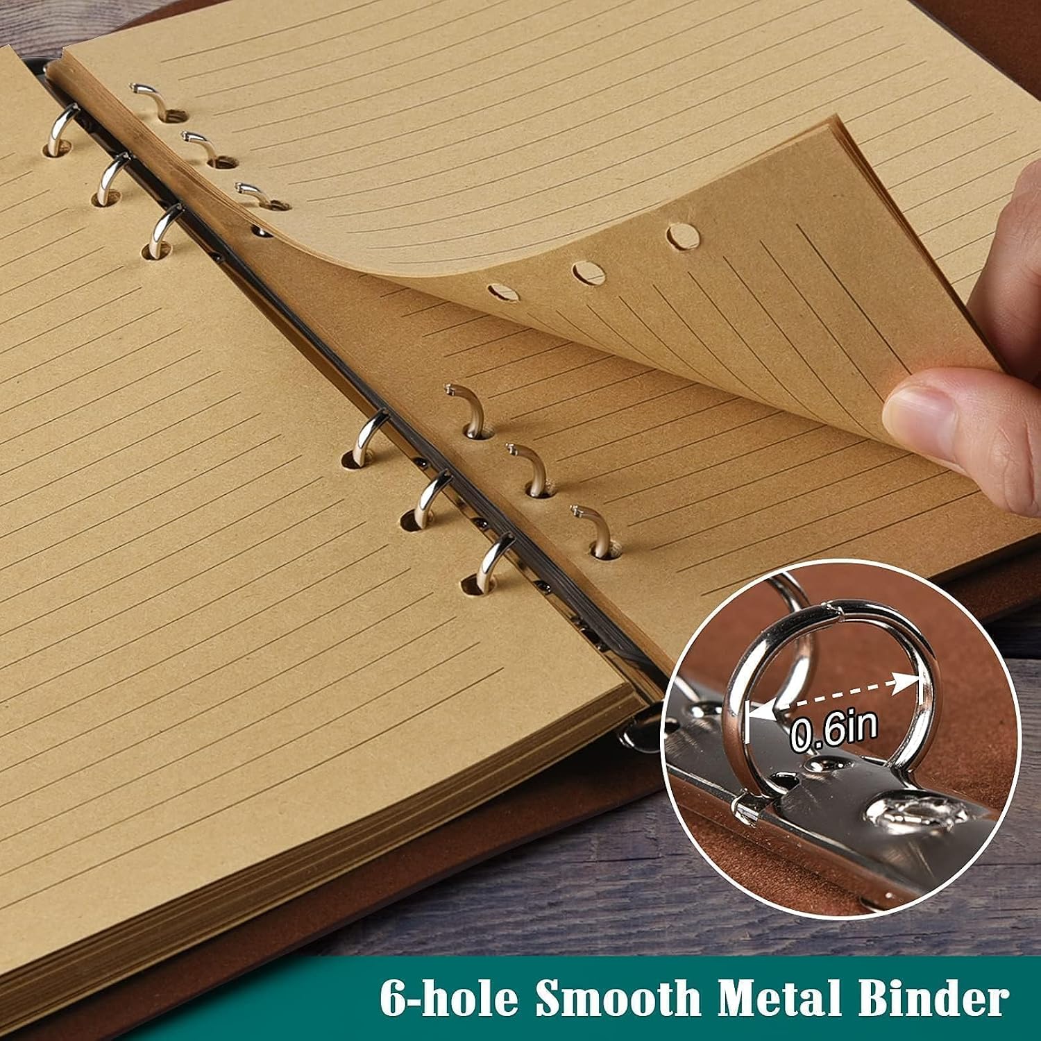 Thumbnail 3 de OMEYA Leather Journal Notebook Blue A5 16.5x23.4cm
