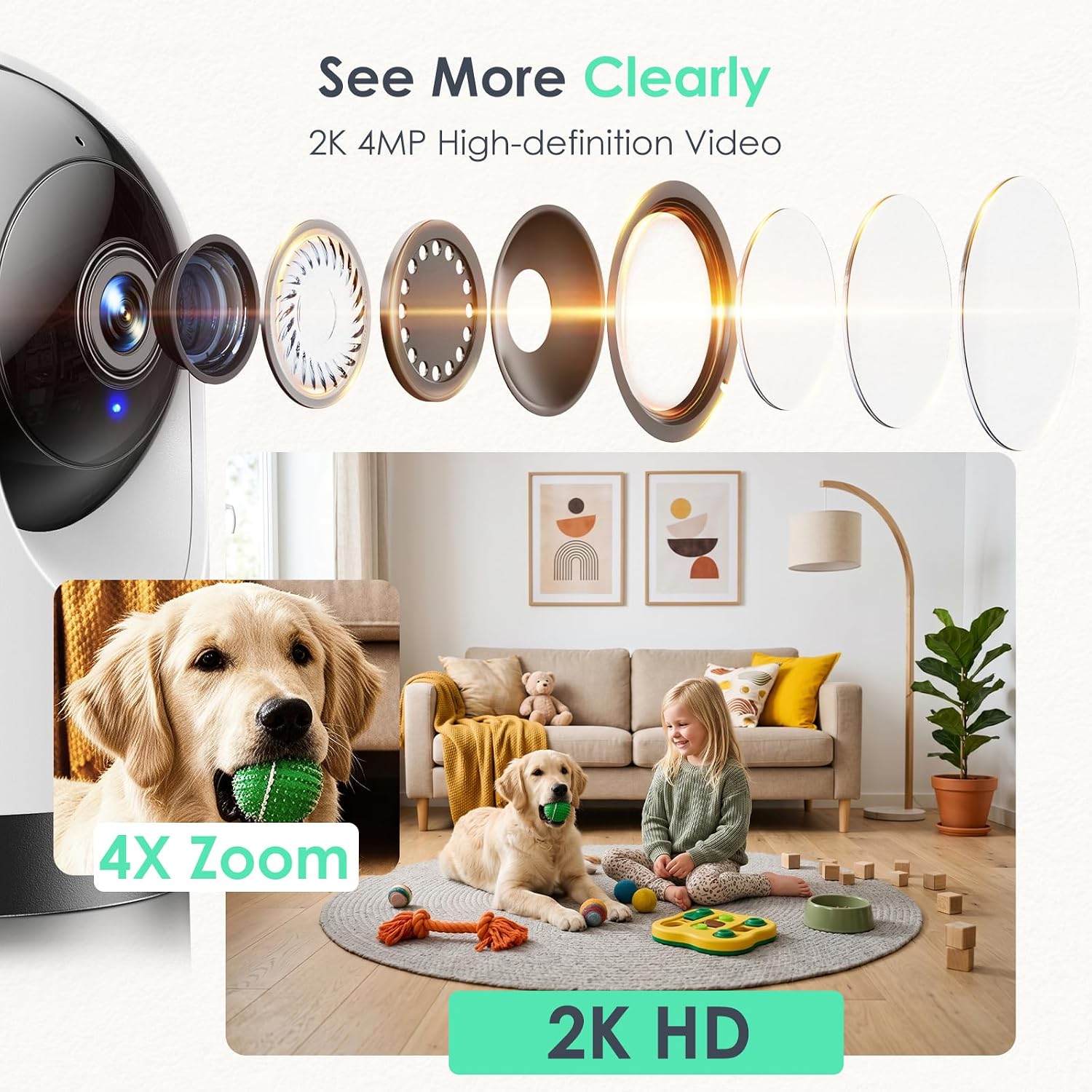 Thumbnail 3 de YOTON WS03 2K Indoor Camera with 360° Pan, Motion Tracking and Two-Way Audio