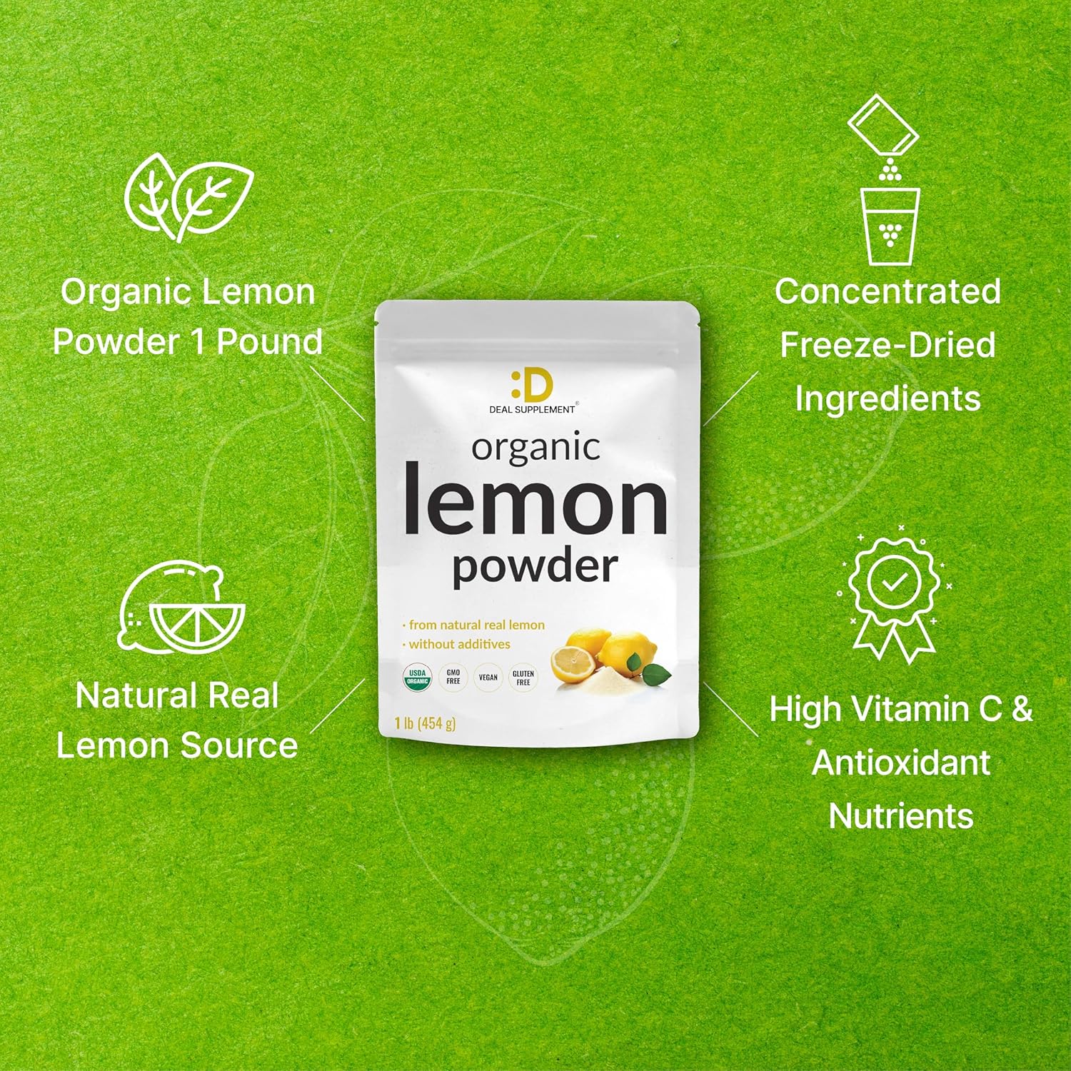 Thumbnail 4 de DEAL SUPPLEMENT Organic Lemon Powder, 1 lb Freeze-Dried, No Sugar