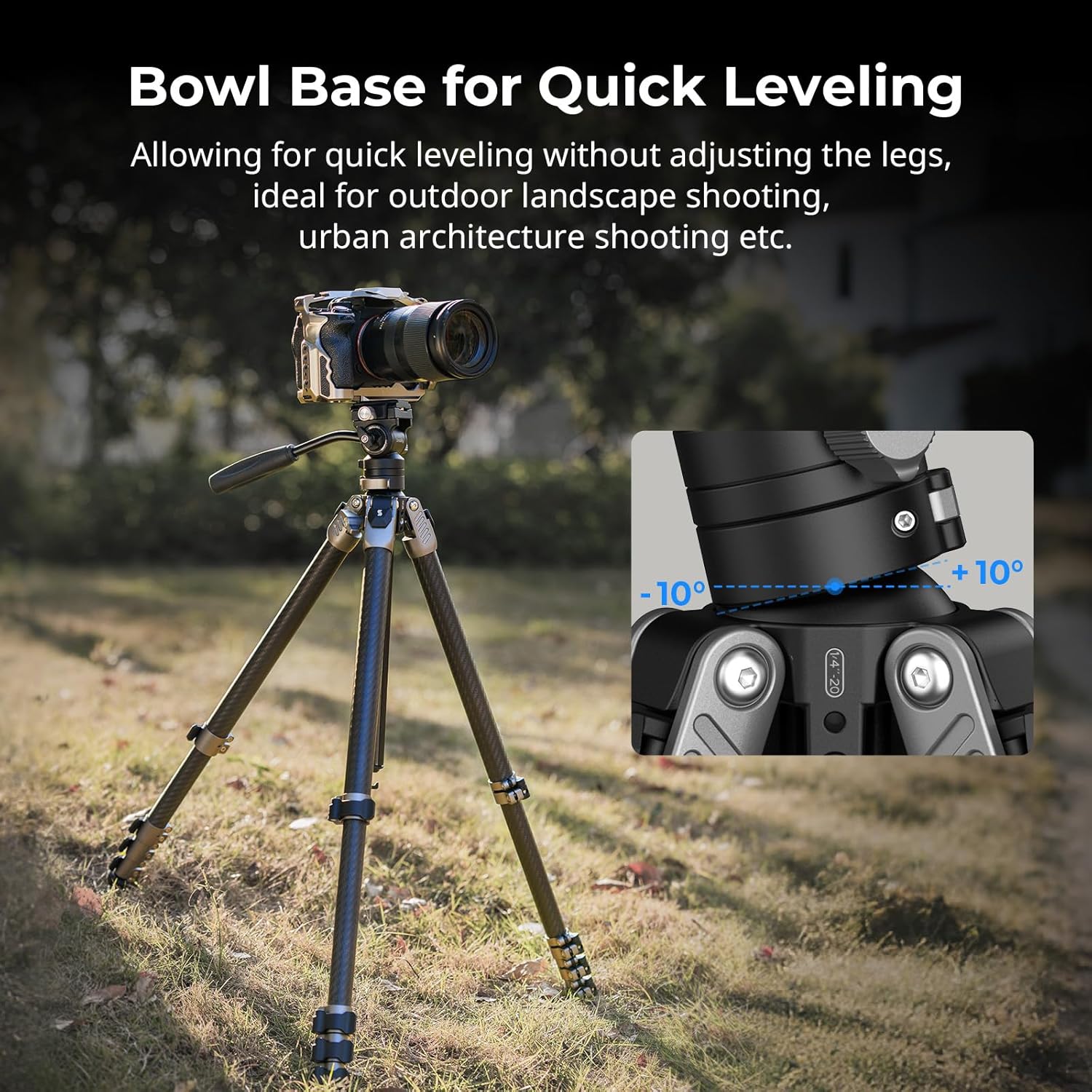 Thumbnail 1 de SmallRig AP255Pro 63" Portable Carbon Travel Tripod with Fluid Video Head (for iPhone & camera)